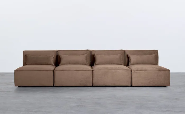 Sofá Modular de 4 Piezas de Pana Kilhe Marrón Chocolate – The Masie