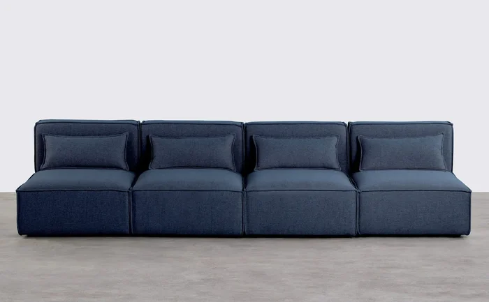 Sofá Modular de 4 Piezas de Tela Kilhe Azul Storm – The Masie