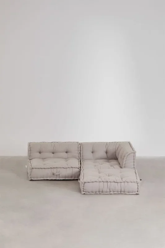 Sofá Modular Esquinero de 3 Piezas en Algodón Dhel Gris Topo Claro – SKLUM
