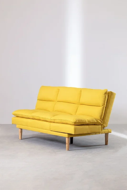 Sofá Reclinable de 2 Plazas en Tela Veka Amarillo Fresia – SKLUM