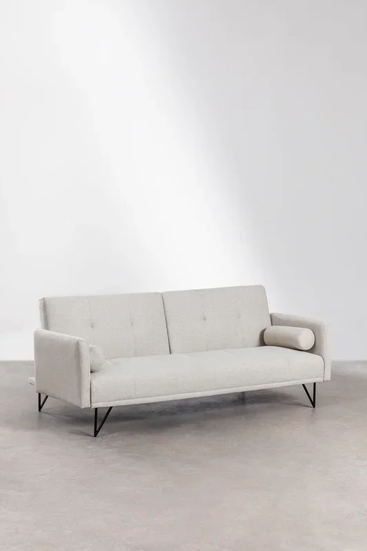 Sofá Reclinable de 3 plazas en Tela Jehrd Beige Crema – SKLUM