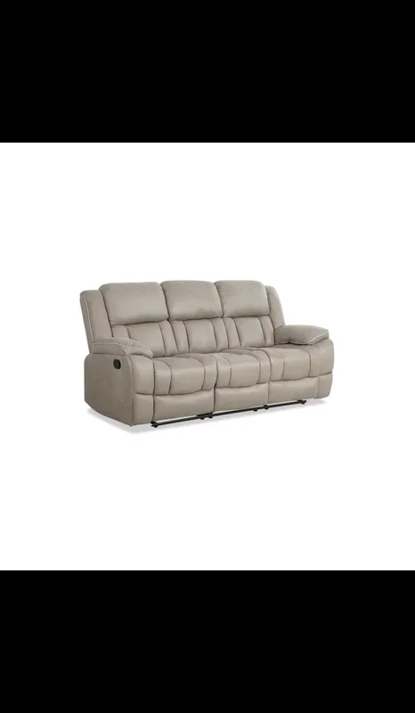 Sofá tres plazas relax con palanca modelo Cooper tapizado textil beige, 220cm(Ancho) 90cm(Fondo) 108cm(Alto)