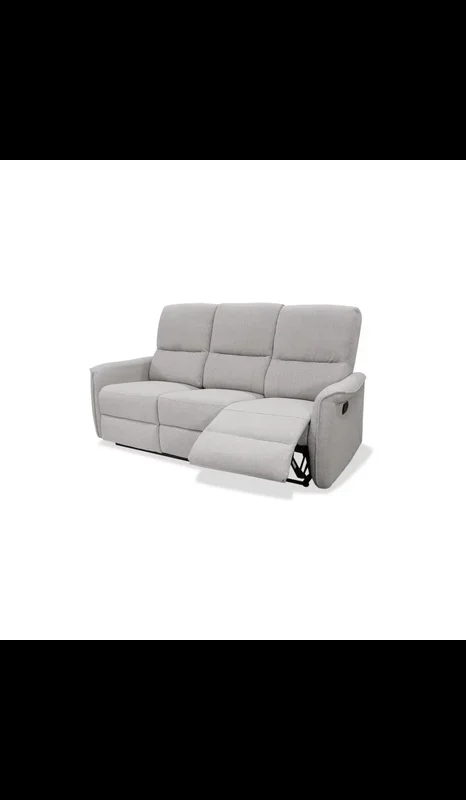 Sofá tres plazas relax con palanca modelo Taycan tapizado textil gris, 190cm(Ancho) 93cm(Fondo) 101cm(Alto)