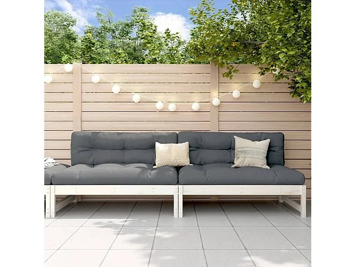 Sofás centrales de jardín 2 uds madera de pino blanco 120×80 cm ES826916