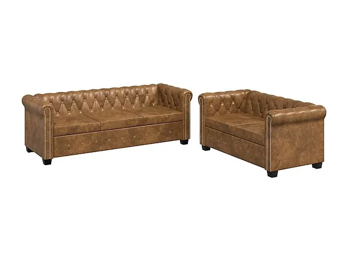 Sofás Chesterfield de 2 y 3 plazas marrón