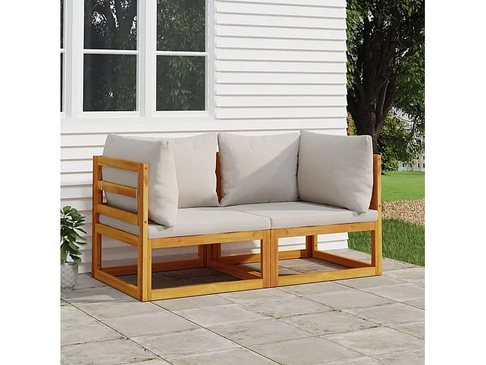 Sofás modulares esquina 2 uds madera acacia cojines gris claro ES451931