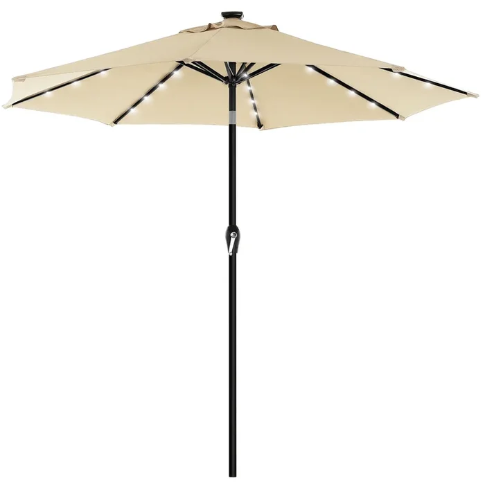 Sombrilla de Jardín 270 cm con 32 Luces Beige-SONGMICS
