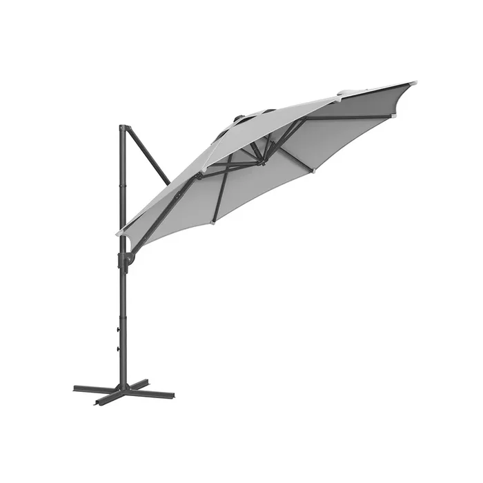 Sombrilla de Jardín 300 cm Giratoria Inclinación Fluida Gris Paloma-SONGMICS