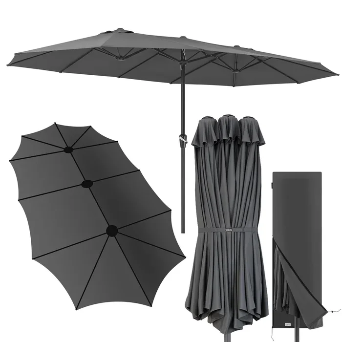 Sombrilla de jardín XXL doble antracita 460x270cm UV80+