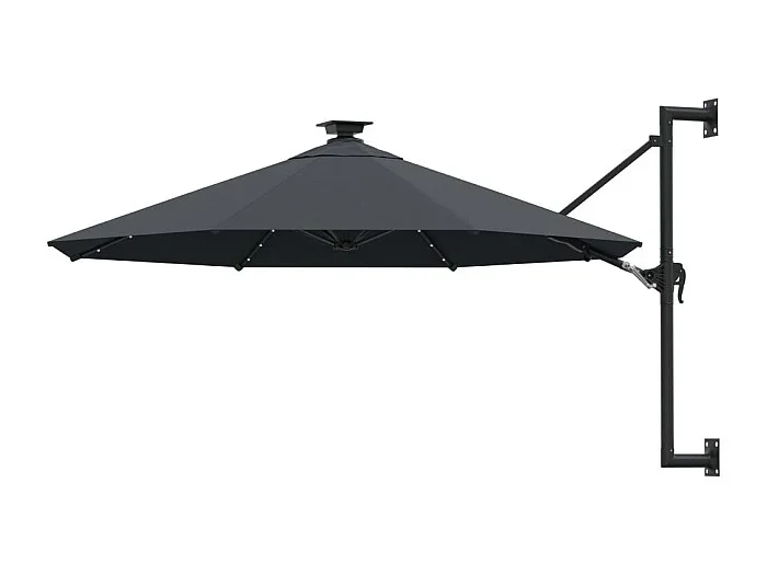 Sombrilla de pared con mástil metálico y LED 300 cm antracita 02_0008690