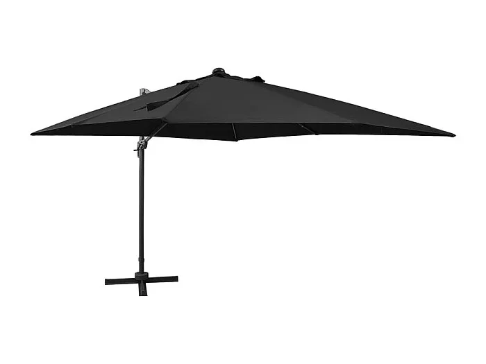 Sombrilla voladiza con poste y luces LED negra 300 cm ES244593