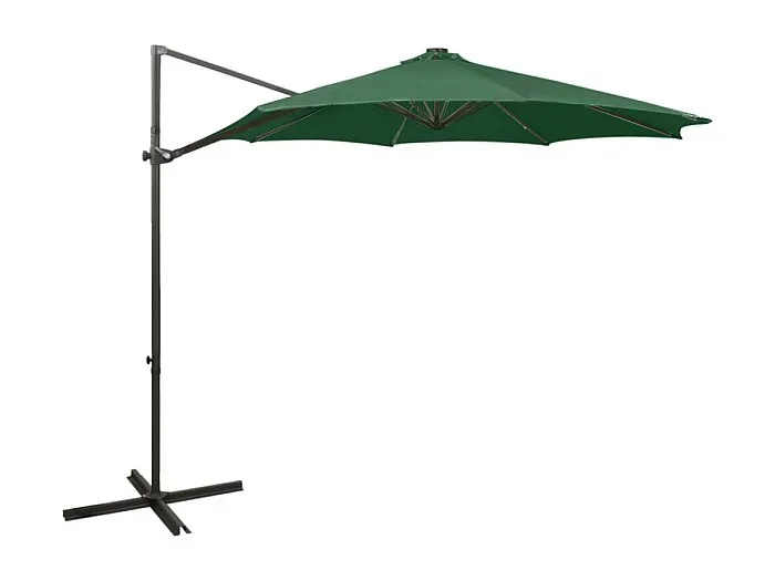 Sombrilla voladiza con poste y luces LED verde 300 cm ES761051