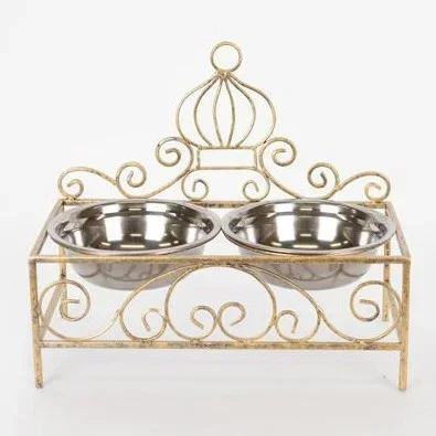 Soporte con dos cuencos de acero inoxidable