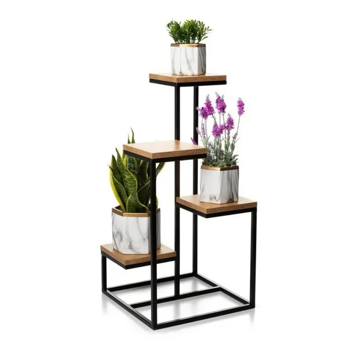 Soporte para plantas KASKADA 79×40 negro/marrón