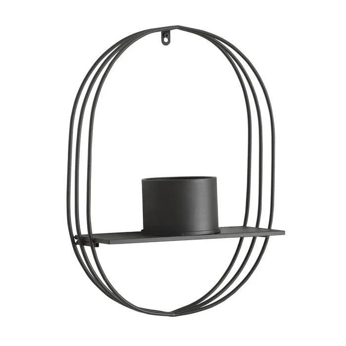 Soporte para plantas Vestby con 1 macetero metal 56x39x15 cm – Negro [en.casa]