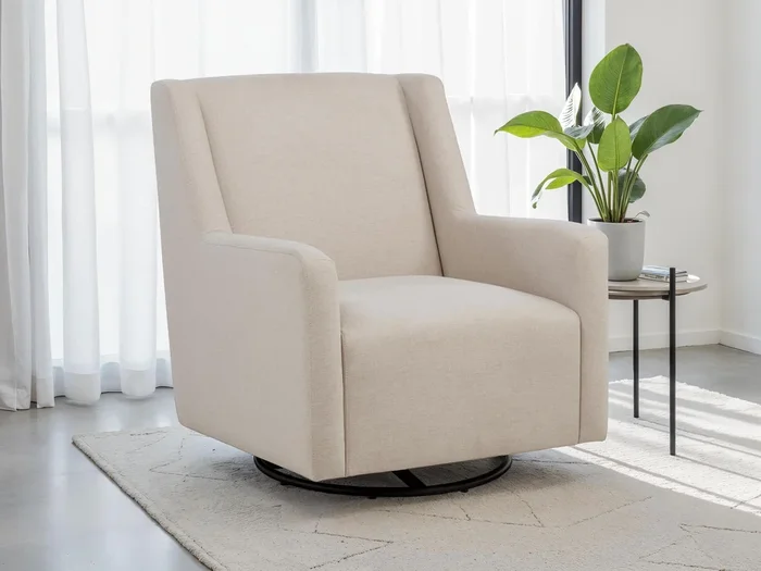 Sorrel Latte Upholstered Swivel Glider Arm Chair