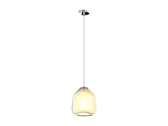 Sosp. Cromo 1 Luce Vetro Beta Ambra