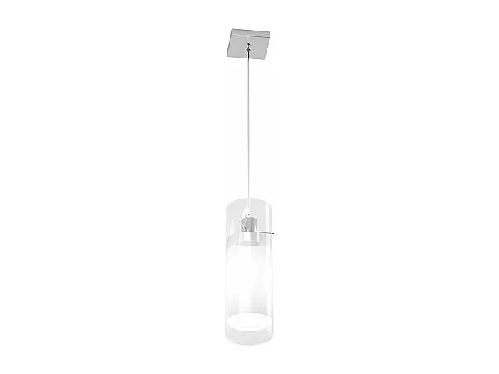 Sospensione Contemporanea Cilinder Metallo Cromo Vetro Satinato 1 Luce E27