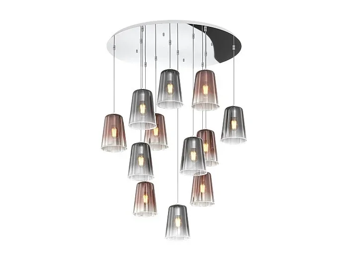 Sospensione Cromo Tonda 12 Luci (6 Ra + 6 Cr)