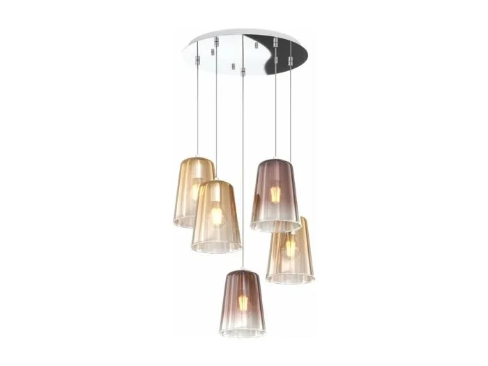 Sospensione Cromo Tonda 5 Luci (3 Am + 2 Ra)