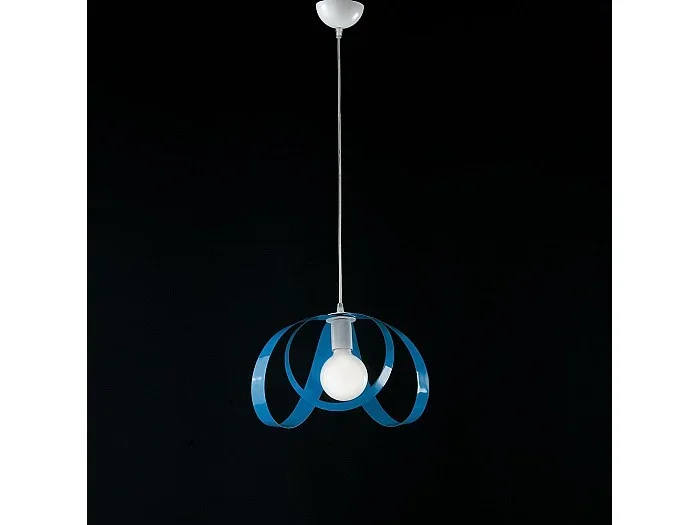 Sospensione Moderna 1 Luce Ferro Laccato Bianco e Azzurro Serie Piovra