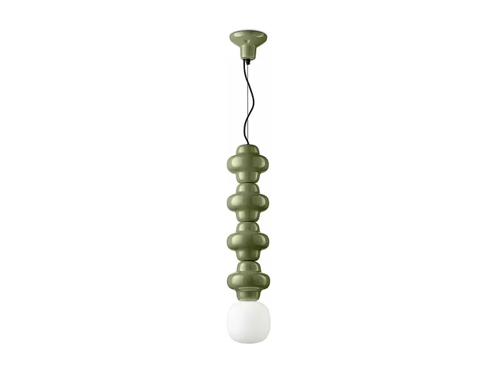 Sospensione Vintage Decò Copacabana 4 Moduli Ceramica Verde 1 Luce E27