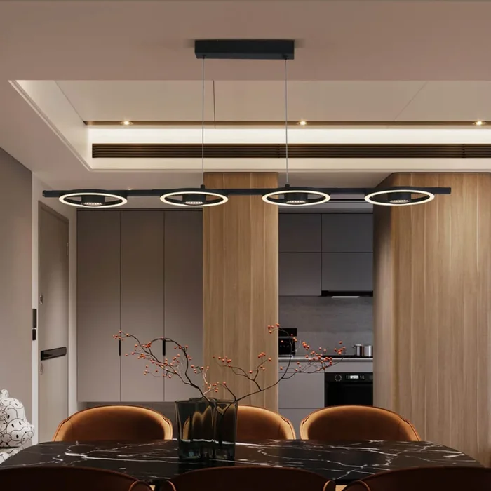 Space lámpara colgante LED, 4 luces, negro, metal