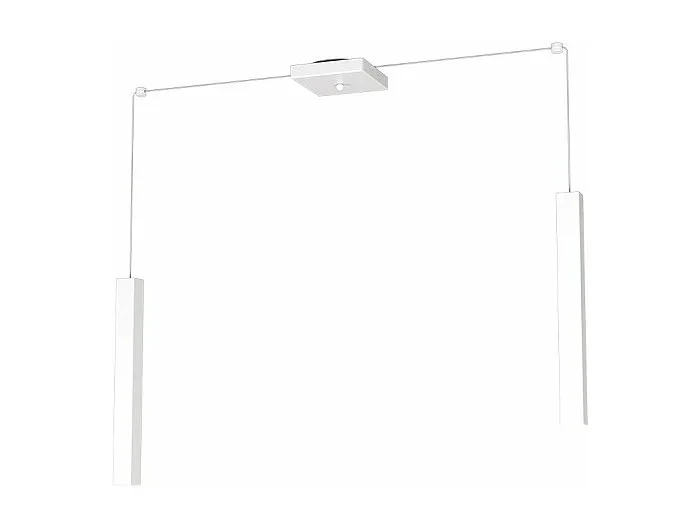 Square Tube Sospensione 2 Luci Bianco Cavo Cm.250 Con Base