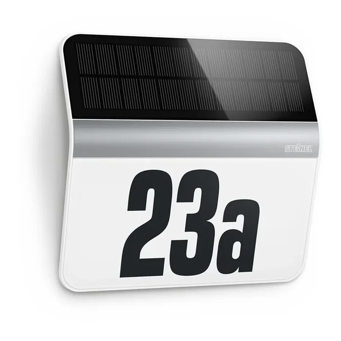 STEINEL 007140 – Número de casa LED solar XSolar LH-N LED/0,03W acero inoxidable IP44 2500 mAh