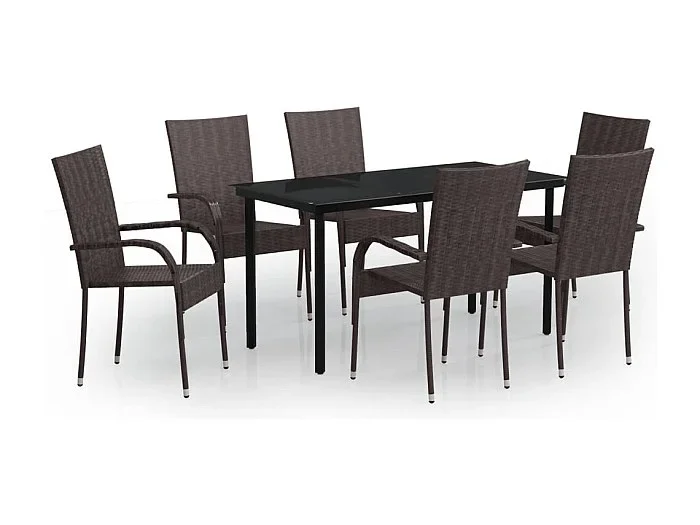 Stoughton Juego de comedor de jardín 7 piezas negro y marrón