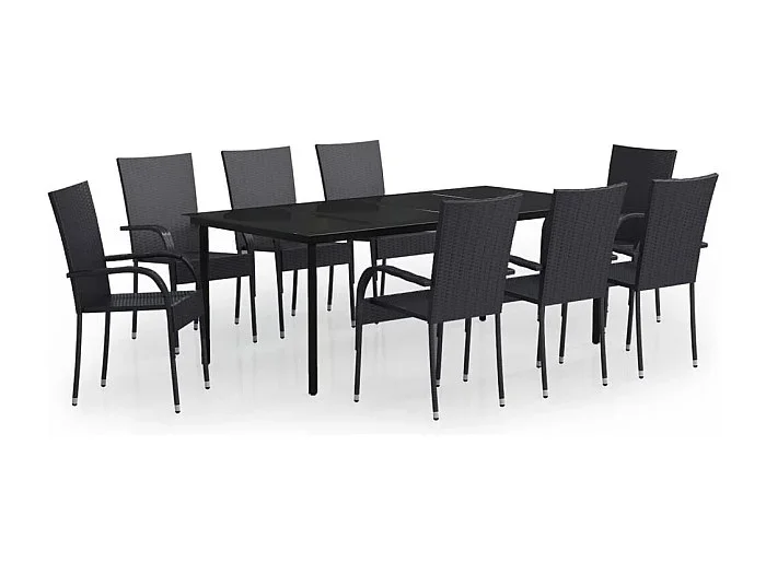 Stoughton Juego de comedor para jardín 9 piezas negro