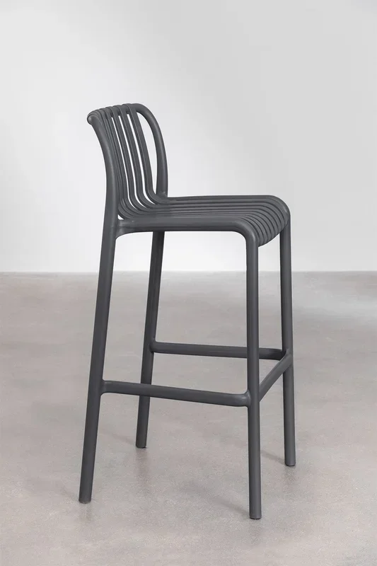 Taburete Alto Apilable de Jardín Wendell ↑77 cm Gris Grafito – SKLUM