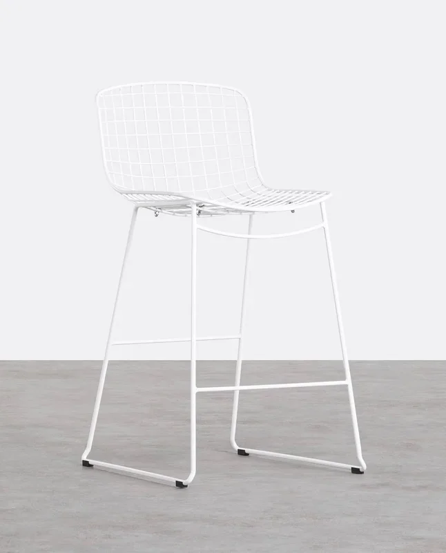 Taburete Alto de Acero (66 cm) Respaldo Bajo Aras Blanco – The Masie