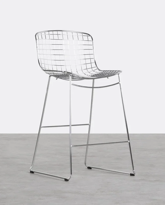 Taburete Alto de Acero (66 cm) Respaldo Bajo Aras Cromado – The Masie