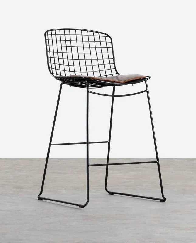Taburete Alto de Acero (66 cm) Respaldo Bajo Aras Negro – The Masie