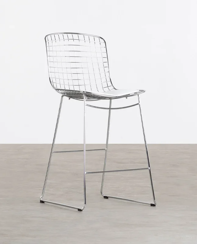 Taburete Alto de Acero (76 cm) Respaldo Alto Aras Cromado – The Masie