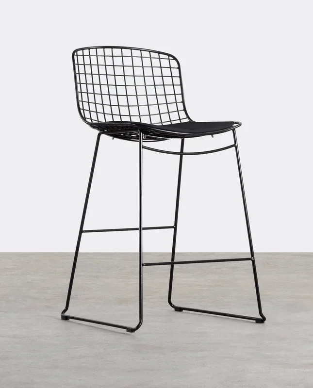 Taburete Alto de Acero (76 cm) Respaldo Bajo Aras Negro – The Masie