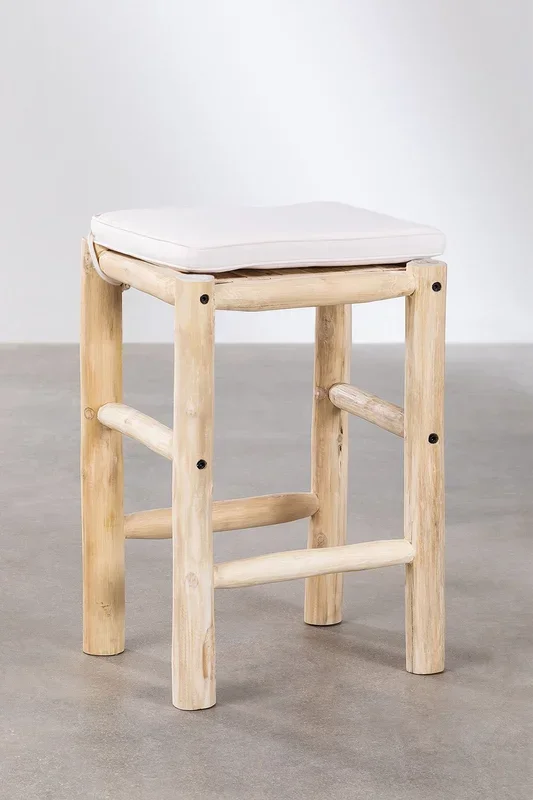 Taburete Alto de Jardín en Madera de Teca (78 cm) Narel Marrón Madera Natural – SKLUM