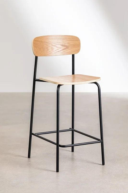 Taburete Alto en Madera (64,5 cm) Wilpier Negro – SKLUM