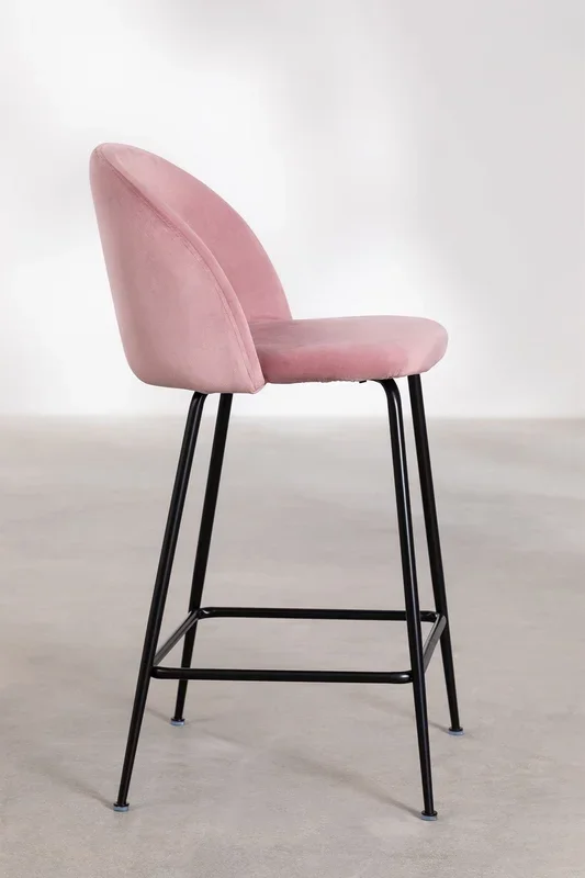 Taburete Alto en Terciopelo Kana Design ↑65 cm Peonia Negro – SKLUM