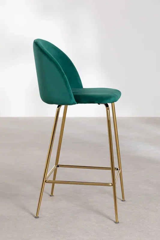 Taburete Alto en Terciopelo Kana Design ↑65 cm Verde Jungla Dorado – SKLUM