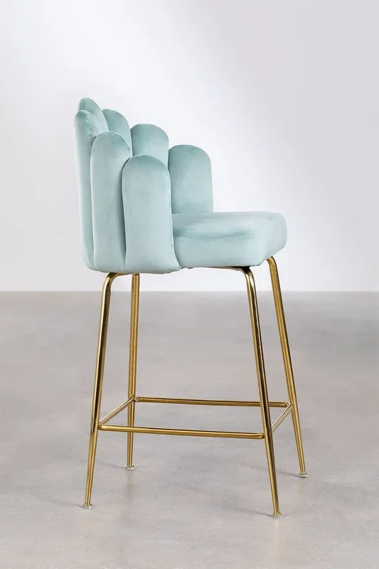Taburete Alto en Terciopelo Markina ↑65 cm Verde Abeto – SKLUM