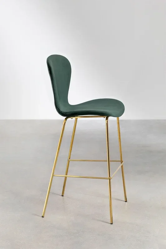 Taburete Alto en Terciopelo Uit ↑76 cm Verde Jungla – SKLUM