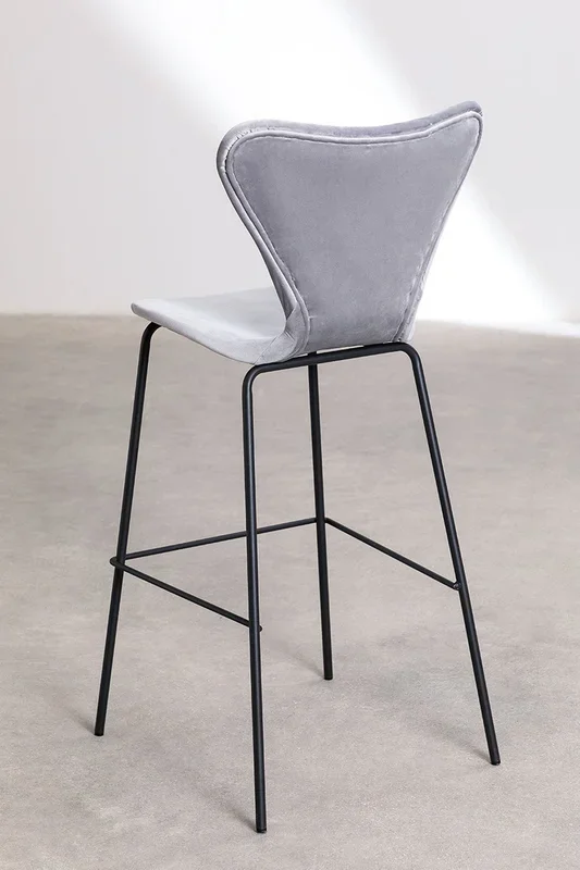 Taburete Alto en Terciopelo Uit Style ↑76 cm Gris Claro – SKLUM
