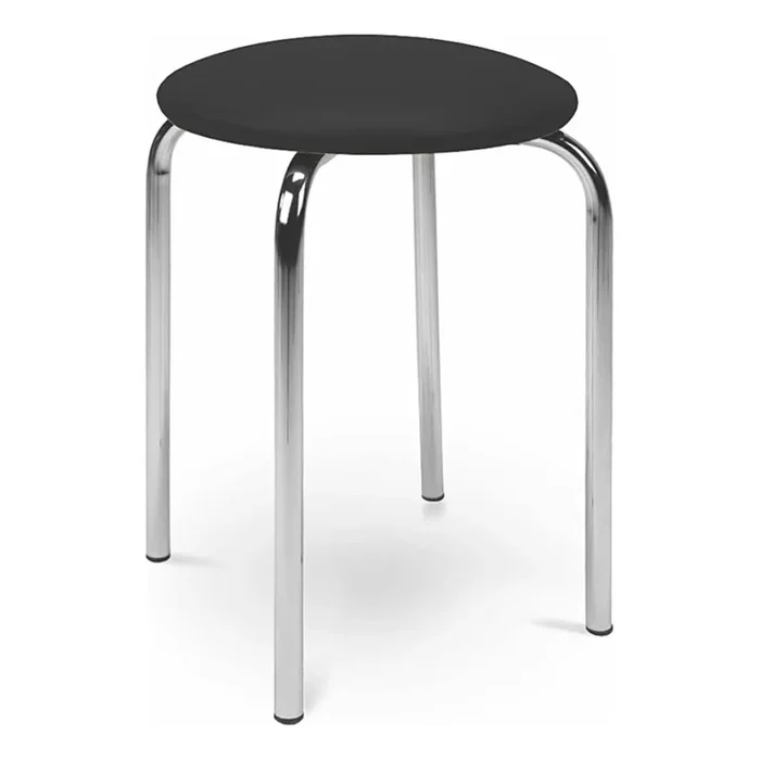 Taburete CHICO 47×41 cm negro/cromo brillante