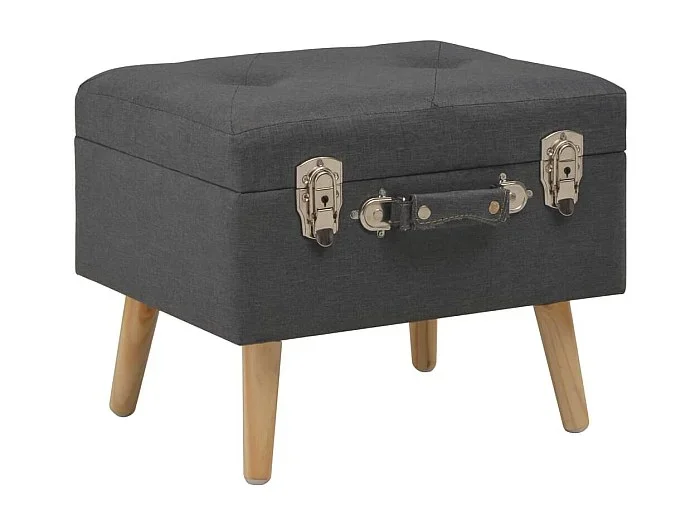 Taburete de almacenamiento 40 cm gris oscuro de tela