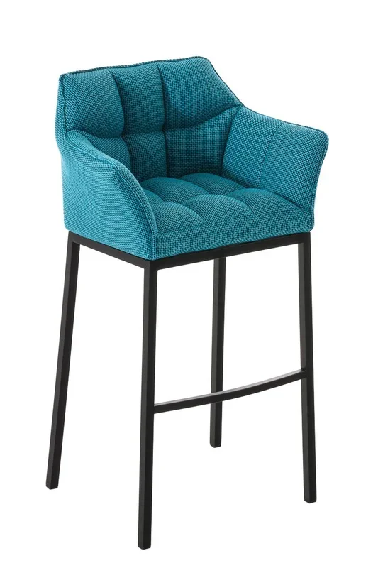 Taburete de Bar Damaso Tela con Base de Cuatro Patas Turquesa 48X64X110 cm