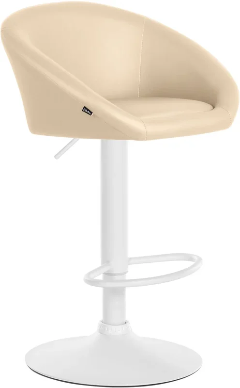 Taburete de bar Davie en polipiel Simil cuero Crema 51X55X86 cm