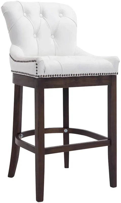 Taburete de bar Lakewood Cuero aútentico Cuero auténtico Blanco 57X55X109 cm