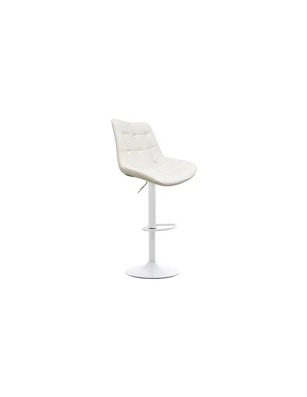 Taburete giratorio IGOR, metal blanco, tapizado similpiel blanca